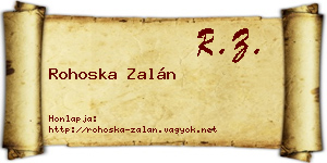 Rohoska Zalán névjegykártya